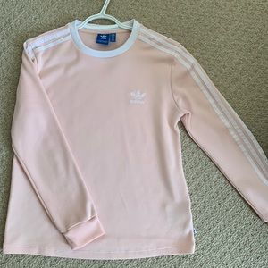 Women’s Adidas Originals 3 Striped Long Sleeve Light Pink Shirt